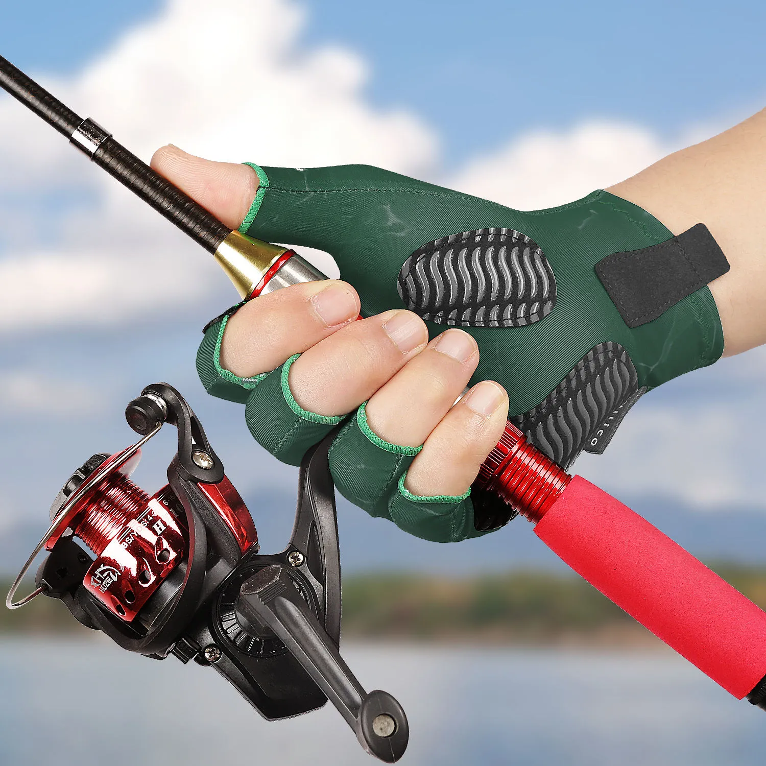 LUVA DE PESCA MEIO DEDO PROTECAO UV A0129 - Imagem 2