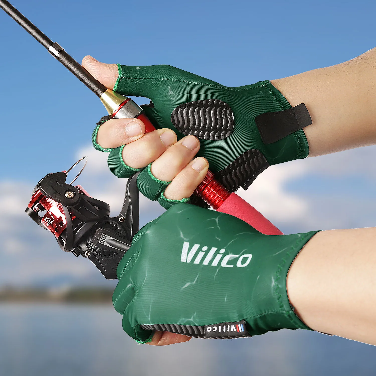 LUVA DE PESCA MEIO DEDO PROTECAO UV A0129 - Imagem 3