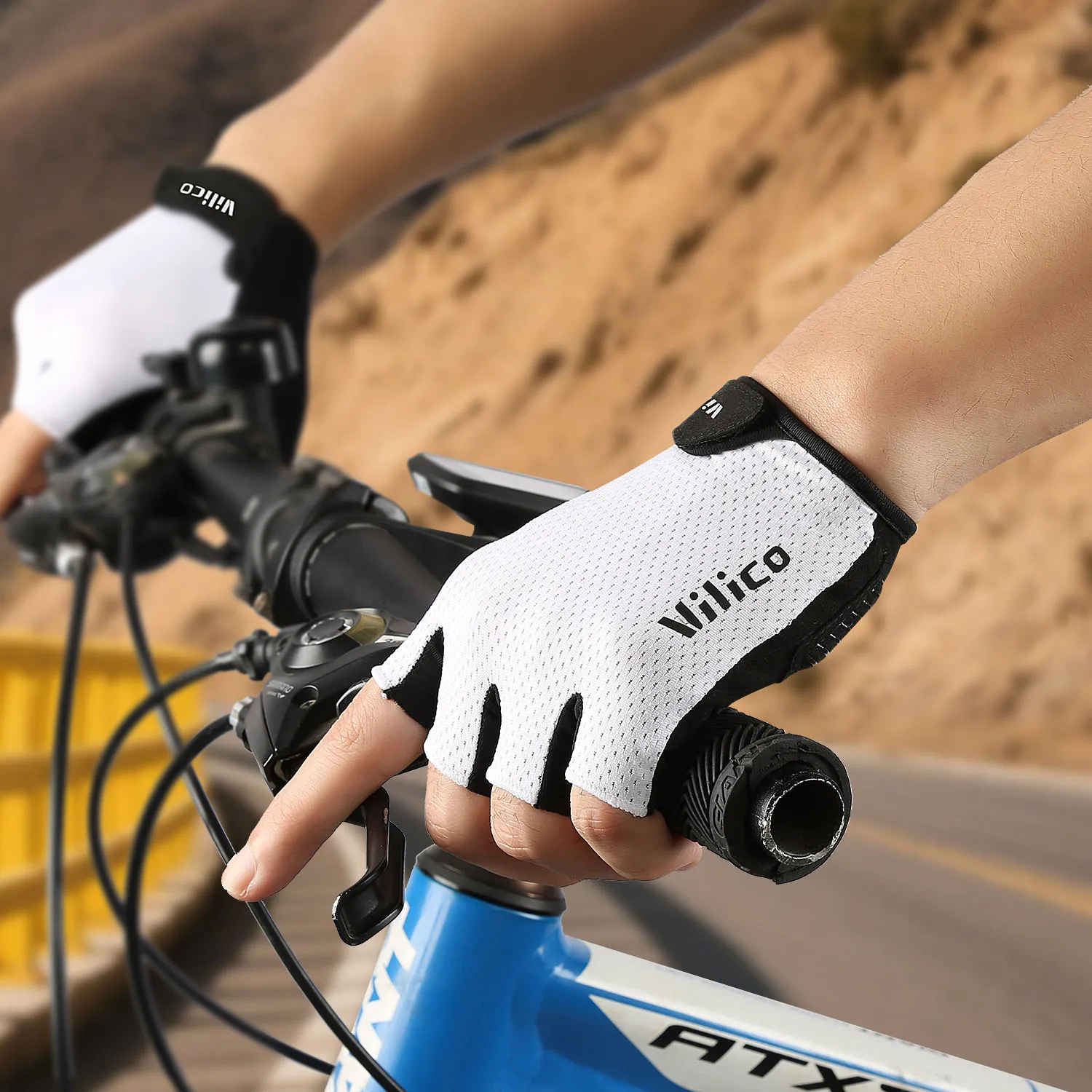 LUVA DE CICLISMO MEIO DEDO MESH GRIP SILICONE A0151 - Imagem 2