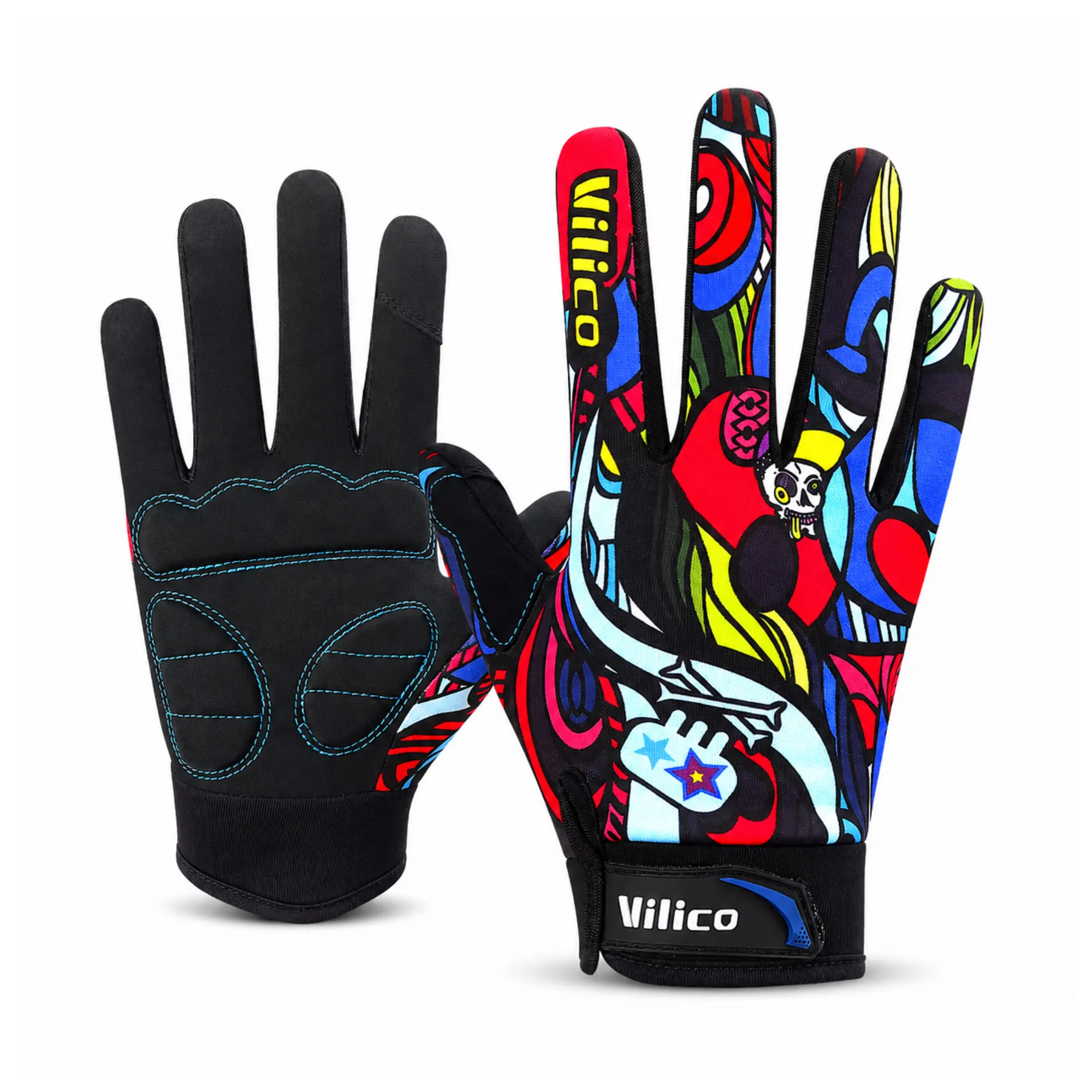 LUVA DE CICLISMO MOTO DEDO LONGO CAVEIRA TOUCH A0142/A0143 - Imagem 5