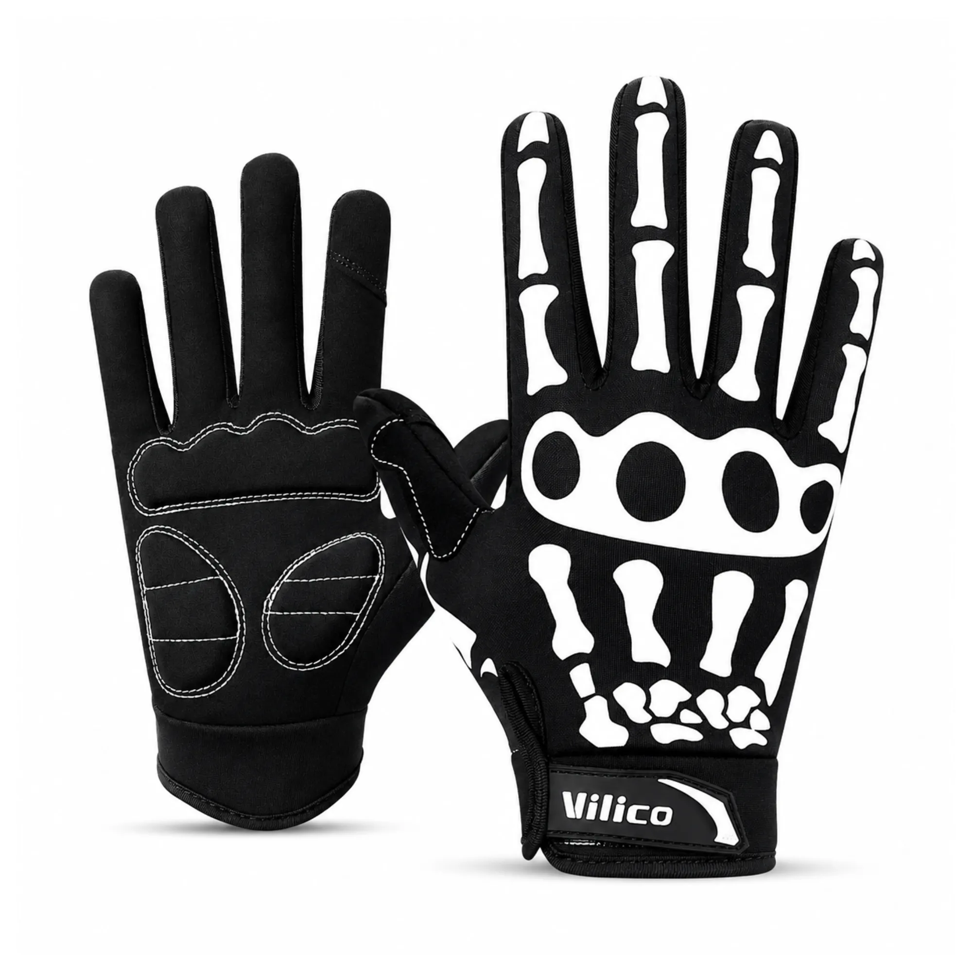 LUVA DE CICLISMO MOTO DEDO LONGO CAVEIRA TOUCH A0142/A0143 - Imagem 4