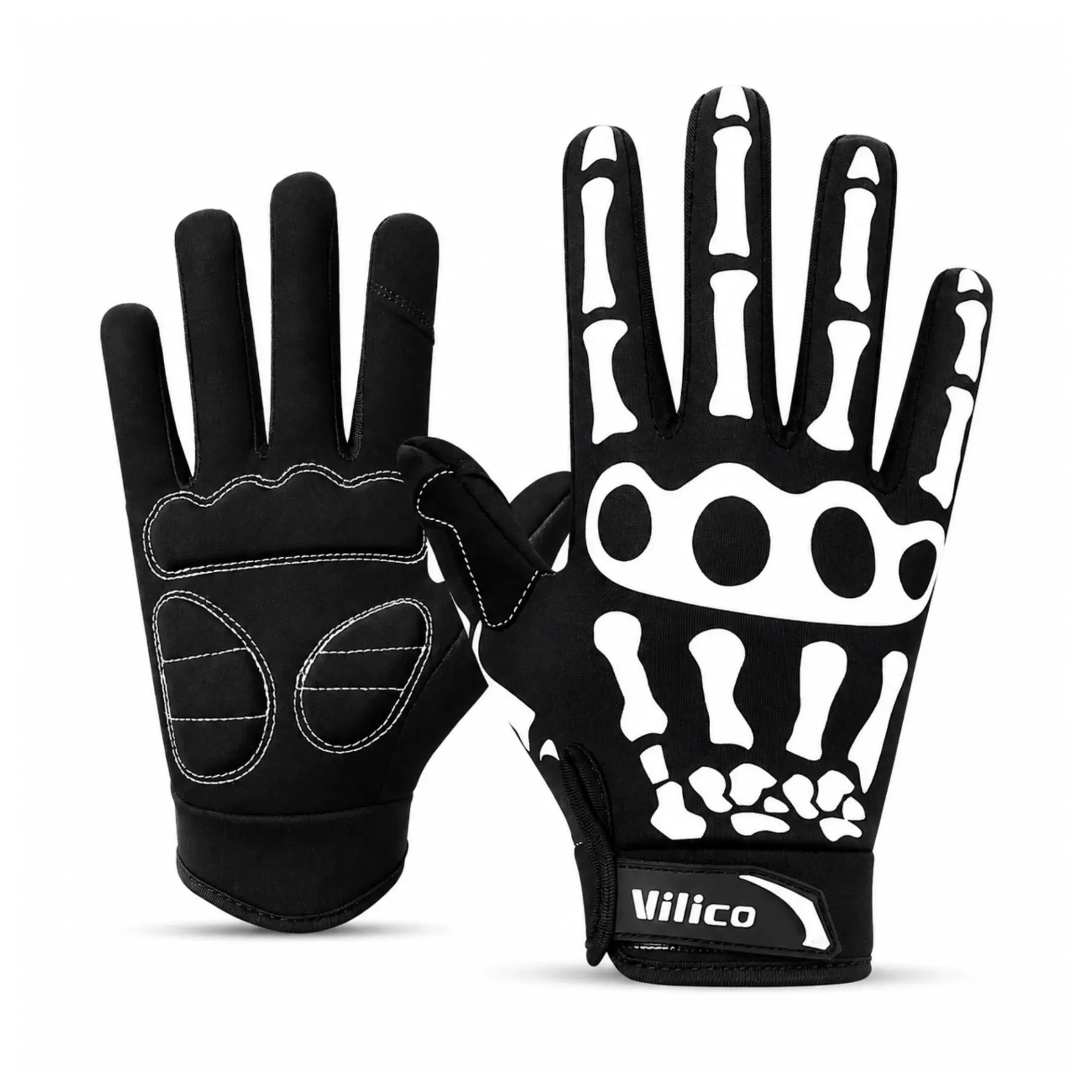 LUVA DE CICLISMO MOTO DEDO LONGO CAVEIRA TOUCH A0142/A0143